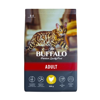 Mr.Buffalo Adult полнорационный сухой корм для взрослых котов и кошек с курицей - 400...