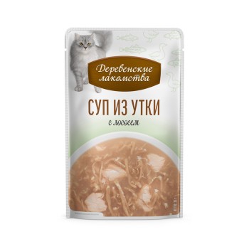 Деревенские лакомства суп для взрослых кошек из утки с лососем, в паучах - 35...