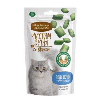 Деревенские лакомства Чистим зубы подушечки для кошек с кремом из говядины - 30 г
