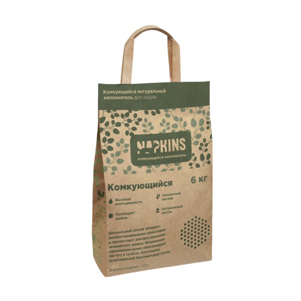 NAPKINS комкующийся наполнитель для кошачьего туалета из бентонита - 12 л (6 кг)