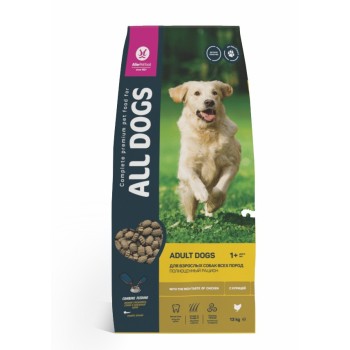 ALL DOGS сухой корм для взрослых собак с курицей - 13 кг