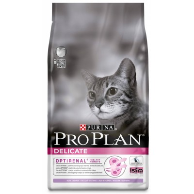 Корм для кошек с индейкой и рисом, идеальное пищеварение Purina Pro Plan Adult Delicate 1,5 кг