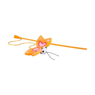 Игрушка-дразнилка для кошек плюшевая бабочка с кошачьей мятой Rogz Catnip Butterfly Wand оранжевый