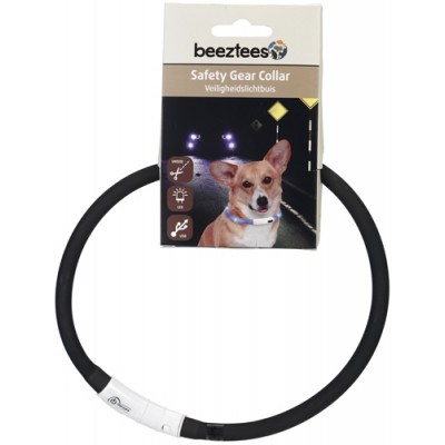 Ошейник для собак силиконовый светящийся с USB, 70 см * 10 мм Beeztees Safety Gear Collar Black черный