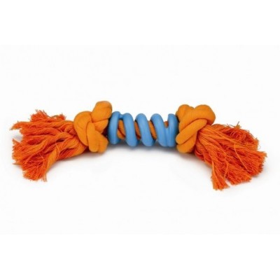 Игрушка для собак, оранжево-голубой Beeztees Канат с 2-мя узлами со спиралью 32 см