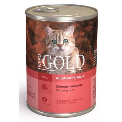 Консервы для кошек "Сочная говядина" Nero Gold Tempting Beef 810 г