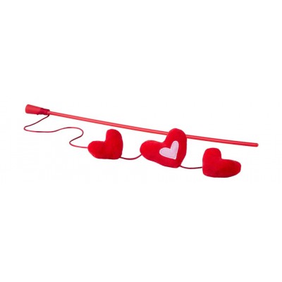 Игрушка-дразнилка для кошек плюшевые сердечки с кошачьей мятой Rogz Catnip Hearts Wand красный