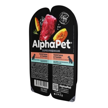 AlphaPet Superpremium влажный корм для собак с чувствительным пищеварением телятина и тыква, в ламистерах...
