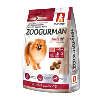 Зоогурман Supreme сухой корм для взрослых собак мелких и средних пород с телятиной -...