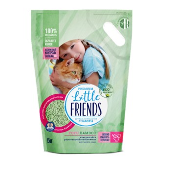 Little Friends Tofu Bamboo растительный комкующийся наполнитель для кошачьего туалета, Тофу Бамбук - 2,5...