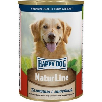 Happy Dog Natur Line влажный корм для взрослых собак с телятиной и индейкой -...