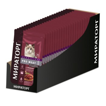Мираторг Pro Meat влажный корм для взрослых стерилизованных кошек с говядиной - 80 г...