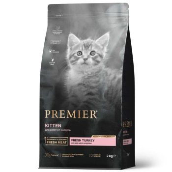 Premier Cat Turkey Kitten сухой корм для котят и кормящих или беременных кошек, свежее...