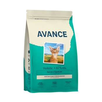 Avance Sterilized сухой корм для взрослых стерилизованных кошек с кроликом и бурым рисом -...