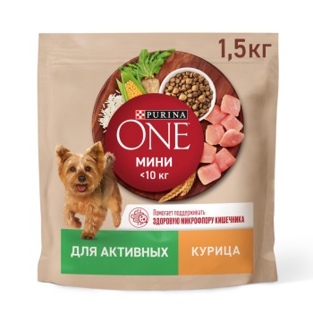 Purina ONE Мини сухой корм для собак мелких пород при активном образе жизни с...