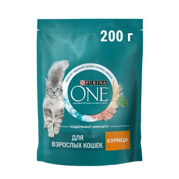 Purina One сухой корм для взрослых кошек с курицей и цельным злаками - 200...