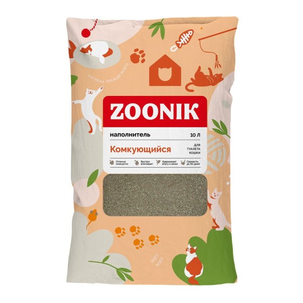 ZOONIK наполнитель комкующийся бентонитовый для кошачьего туалета - 10 л