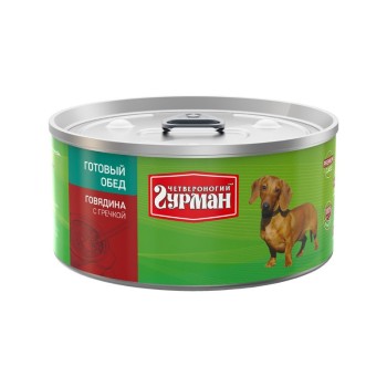 Четвероногий Гурман Готовый обед консервированный корм с говядиной и гречкой для собак - 325...