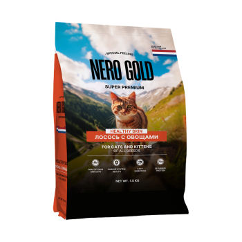 Nero Gold Super Premium сухой корм для кошек и котят с лососем и овощами...