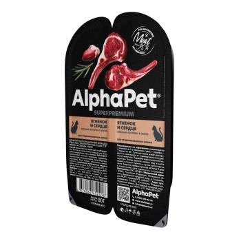 AlphaPet Superpremium влажный корм для взрослых стерилизованных кошек с ягненком и сердцем в желе,...