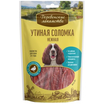 Деревенские лакомства 100 % Мяса Утиная соломка нежная для собак - 90 г