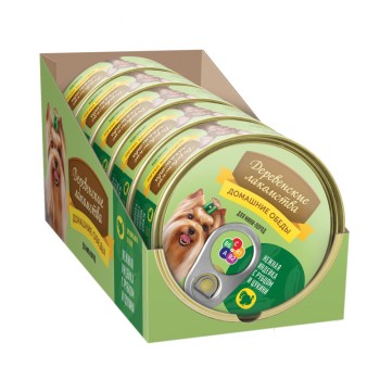 Консервы для мини пород Деревенские лакомства Домашние обеды Нежная индейка с рубцом и цукини...