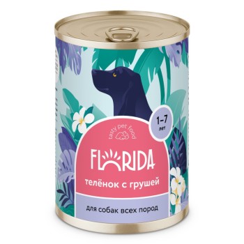 Florida консервы для взрослых собак с теленком и грушей - 400 г х 6...