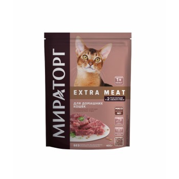 Мираторг Extra Meat сухой корм для взрослых домашних кошек, с говядиной Black Angus -...