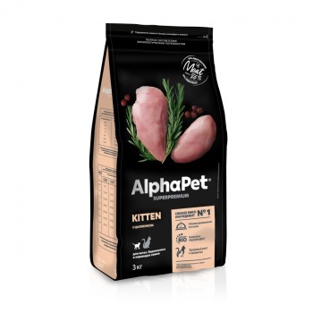 AlphaPet Superpremium сухой полнорационный корм для котят, беременных и кормящих кошек с цыпленком -...