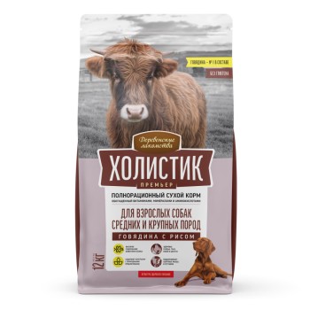 Деревенские лакомства Холистик Премьер сухой корм для взрослых собак средних и крупных пород с...
