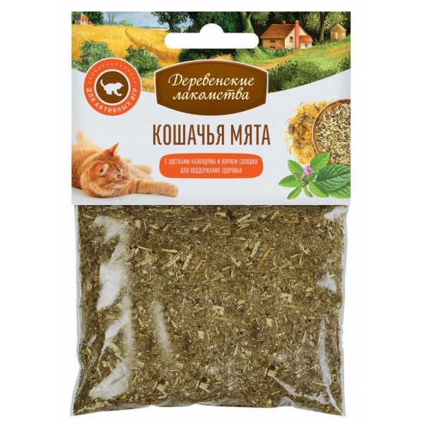 Деревенские лакомства кошачья мята с календулой и корнем солодки - 15 г