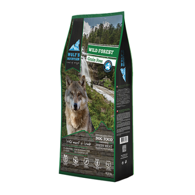 Корм для взрослых собак всех пород с умеренным количеством энергии Wolfs Mountain Wild Forest 12,5 кг