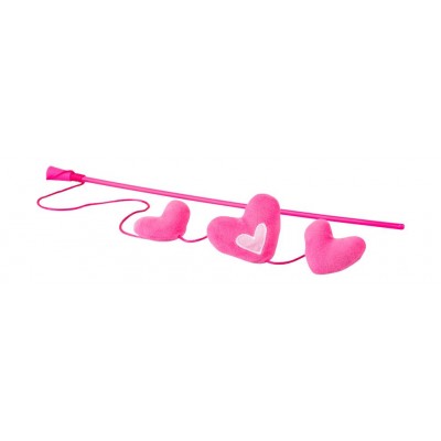 Игрушка-дразнилка для кошек плюшевые сердечки с кошачьей мятой Rogz Catnip Hearts Wand розовый