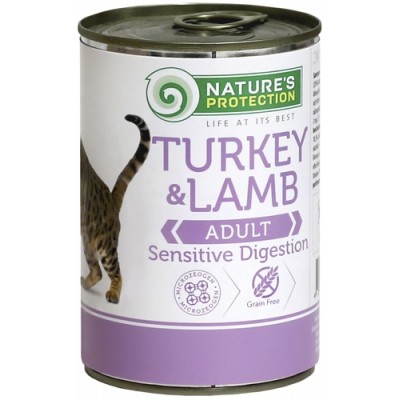 Консервы для кошек с чувствительным пищеварением с индейкой и ягненком Nature's Protection Sensitive Digestion Turkey & Lamb 400 г