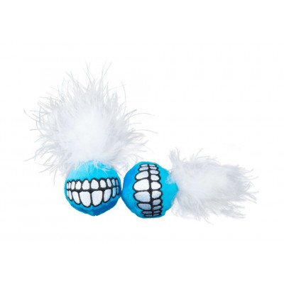 Игрушка для кошек плюшевые мячики с кошачьей мятой, 2 шт Rogz Grinz синий