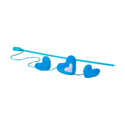 Игрушка-дразнилка для кошек плюшевые сердечки с кошачьей мятой Rogz Catnip Hearts Wand синий