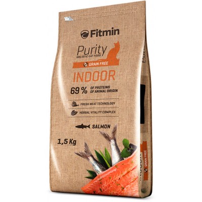 Безерновой корм для домашних кошек с рыбой Fitmin Purity Indoor 1,5 кг