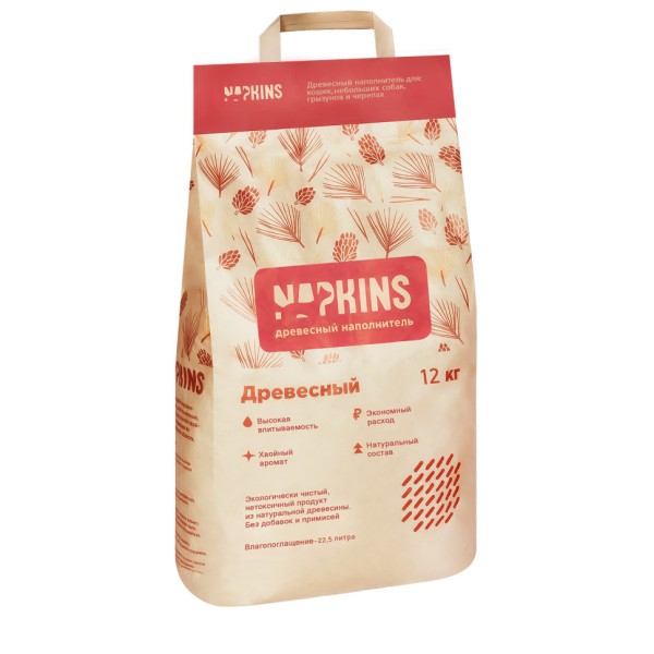 NAPKINS древесный наполнитель для кошачьего туалета - 22,5 л (12 кг)