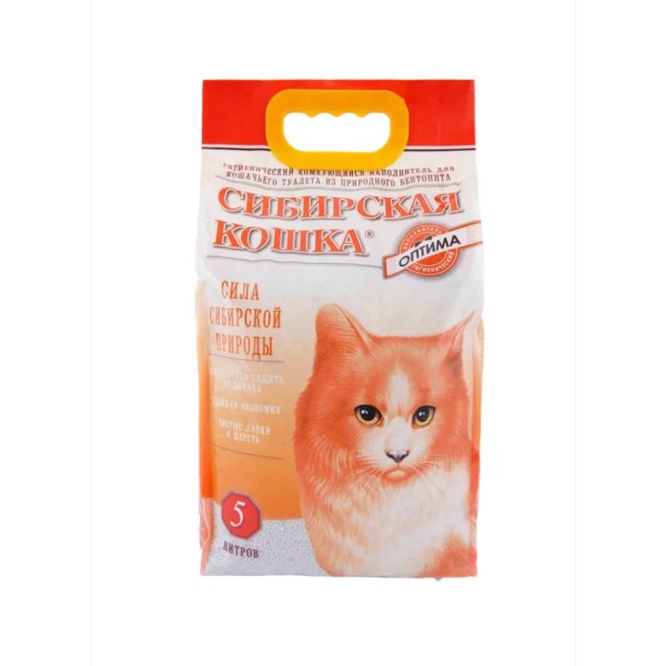 Сибирская Кошка "Оптима" комкующийся наполнитель для кошачьего туалета - 5 л (4 кг)