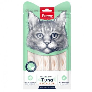 Лакомство Wanpy Cat для кошек «нежное пюре» из тунца и гребешка 70 г