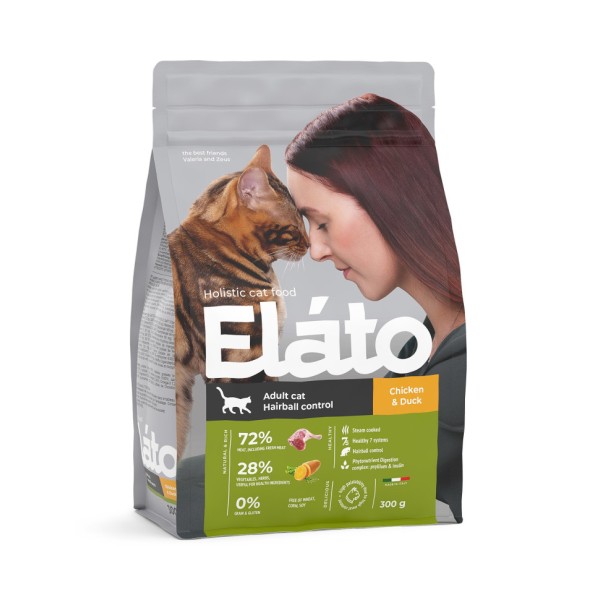 Elato Holistic сухой корм для взрослых кошек, с курицей и уткой - 300 г