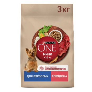 Purina One Мини сухой корм для взрослых собак мелких пород, с высоким содержанием говядины...