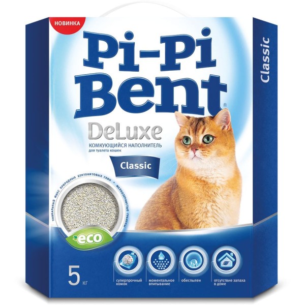 Pi-Pi Bent Deluxe Classic комкующийся наполнитель из бентонитовой глины для кошек - 5 кг