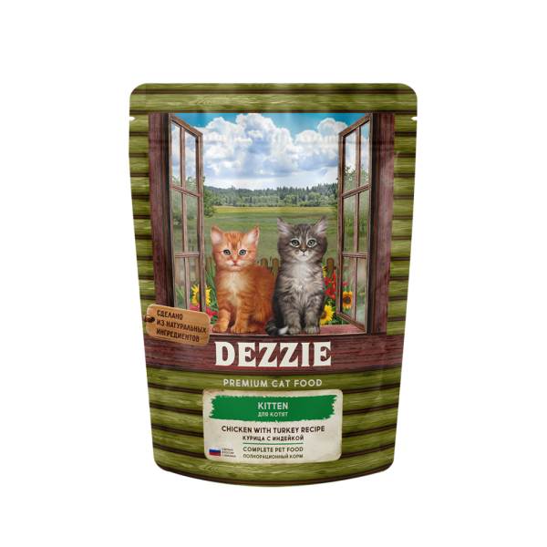 Dezzie Kitten сухой корм для котят с курицей и индейкой - 400 г