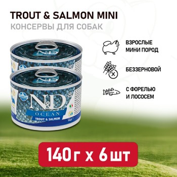 Farmina N&D Ocean Dog Mini влажный корм для взрослых собак мелких пород с форелью...