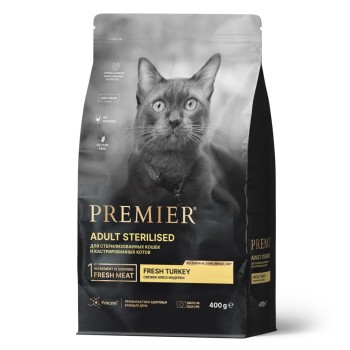 Premier Cat Turkey Sterilised сухой корм для взрослых стерилизованных кошек, свежее мясо индейки -...