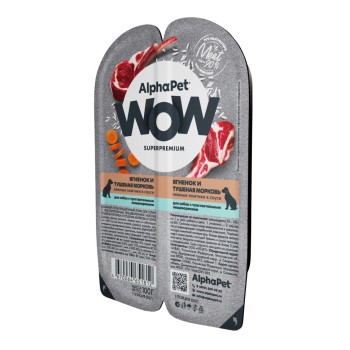 AlphaPet WOW Superpremium влажный корм для собак с чувствительным пищеварением ягненок и тушеная морковь,...