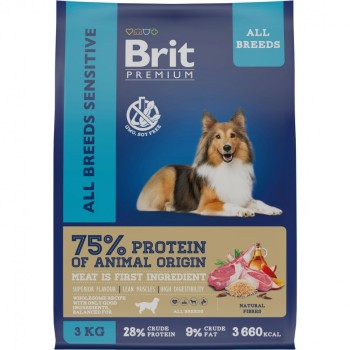 Brit Premium Dog Sensitive сухой корм для взрослых собак всех пород с чувствительным пищеварением...