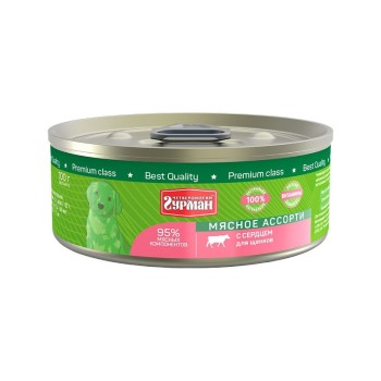 Четвероногий Гурман Мясное ассорти консервированный корм с сердцем для щенков - 100 г (24...