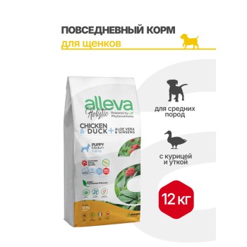 Alleva Holistic Puppy/Junior Chicken & Duck Medium сухой корм для щенков средних пород с...